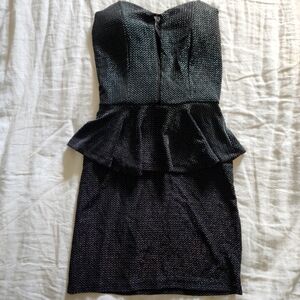 2/20$ Black grey metallic strapless bodycon dress Size M